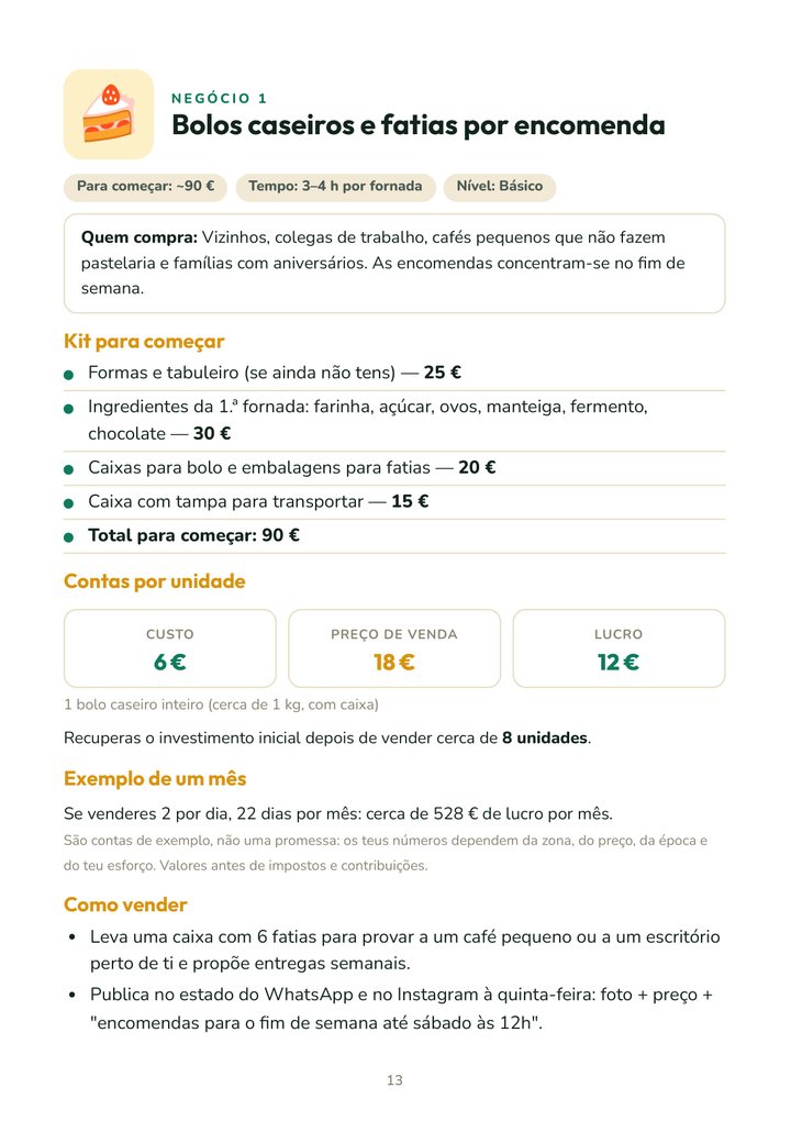 Página de Rendimento Extra